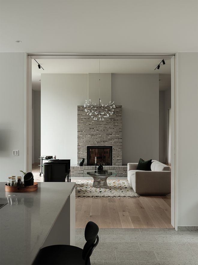 An image of Villa MSV, a private home located in Sweden. The image features the living room and its details.