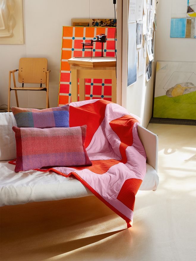 Colorful home textiles on a sofa