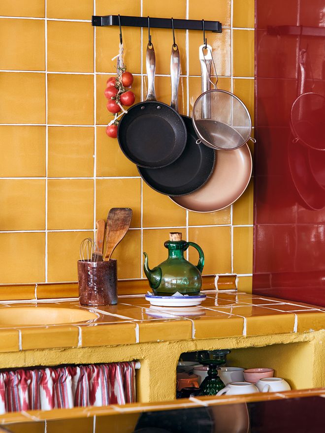 Yellow kitchen counter