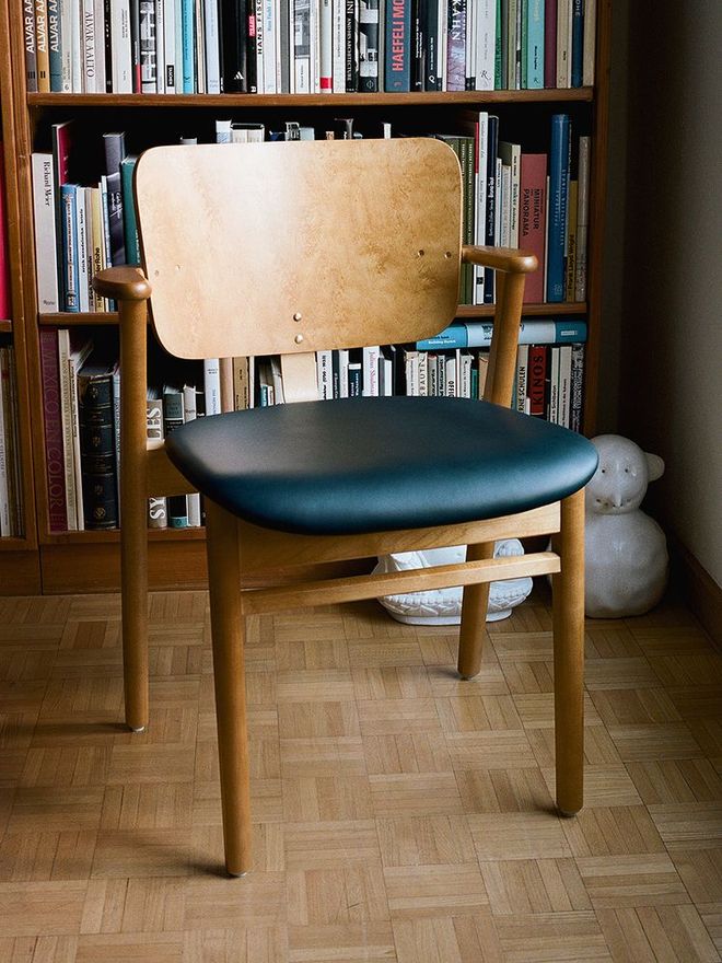 The Domus chair upholstered with leather