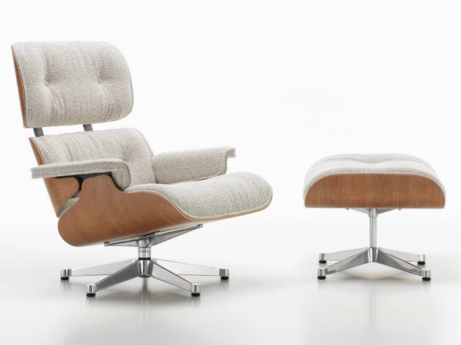 Fabric-upholstered Eames Lounge Chair