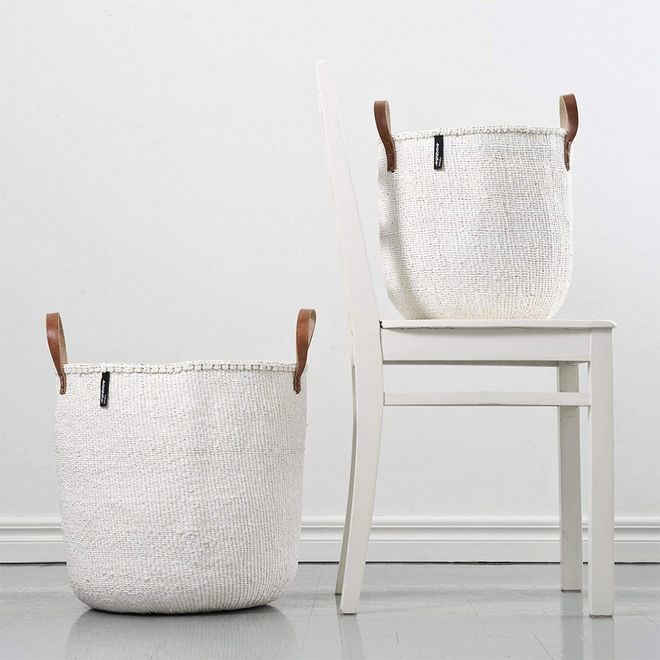Mifuko  Kiondo basket with handles M, white