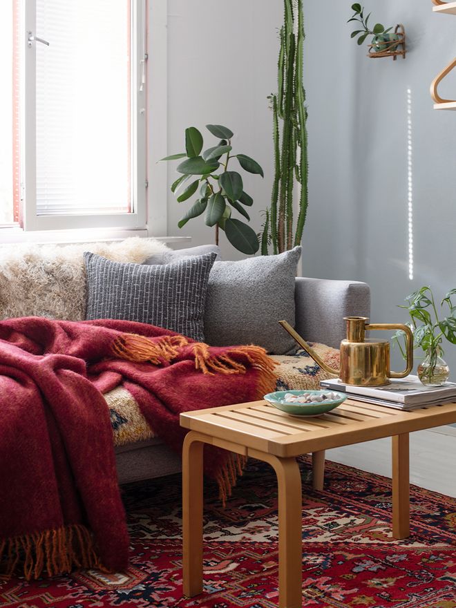 Lapuan Kankurit Revontuli mohair blanket, rust - bordeaux