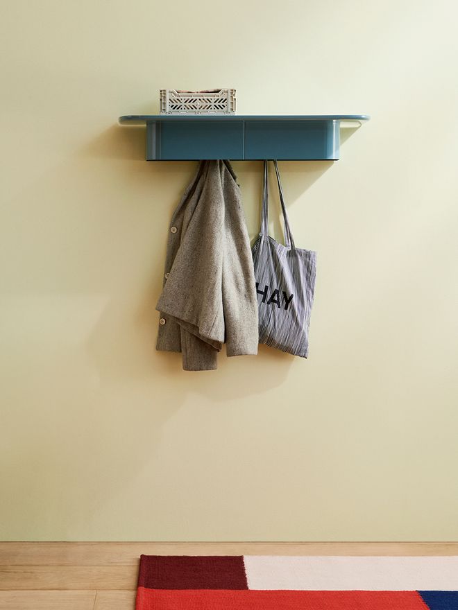 An image of HAY's Korpus wall shelf as part of the children's room decor.