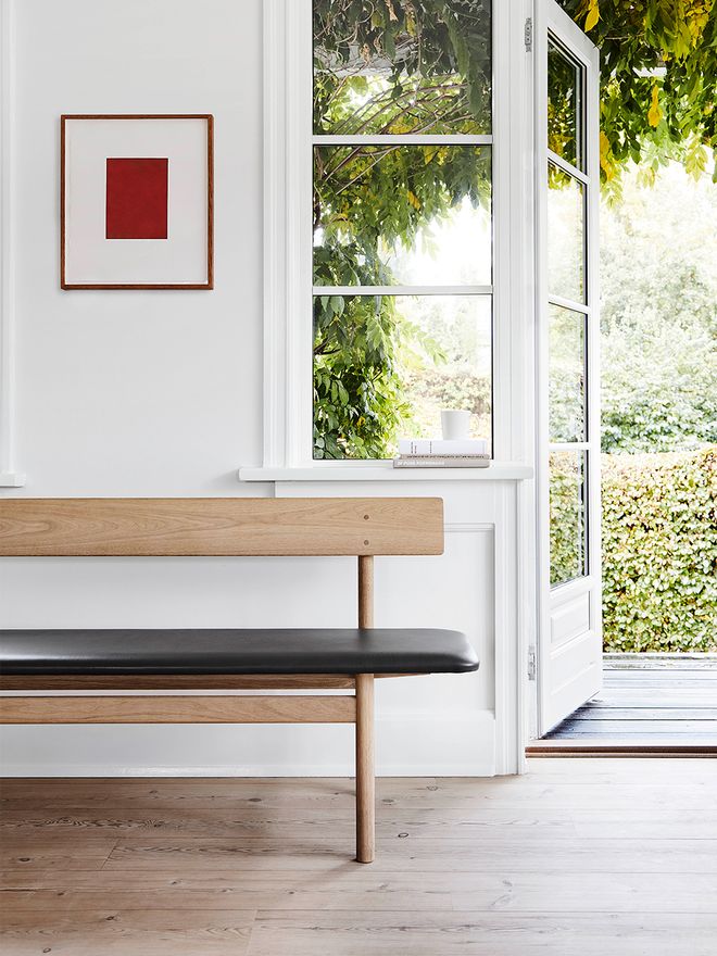 Fredericia Mogensen 3171 bench, black leather