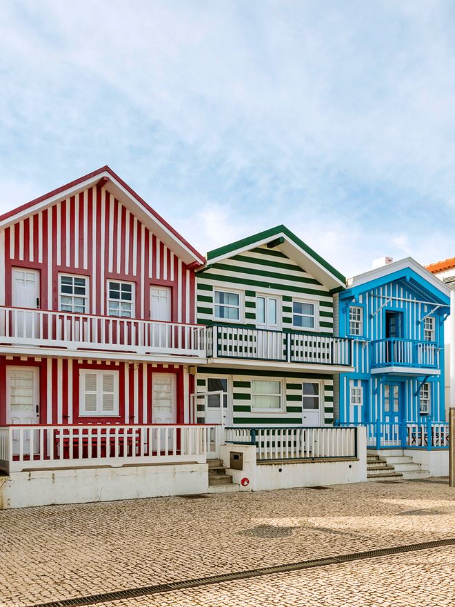 Striped houses in Costa Nova, Portugal