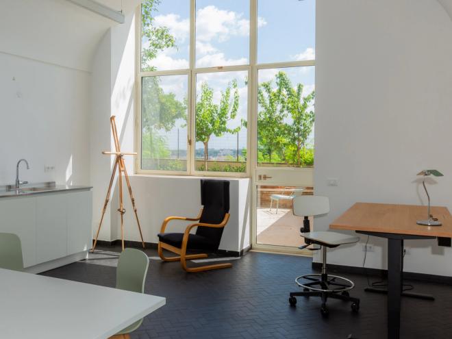 Interior of the artists’ studio at Villa Lante