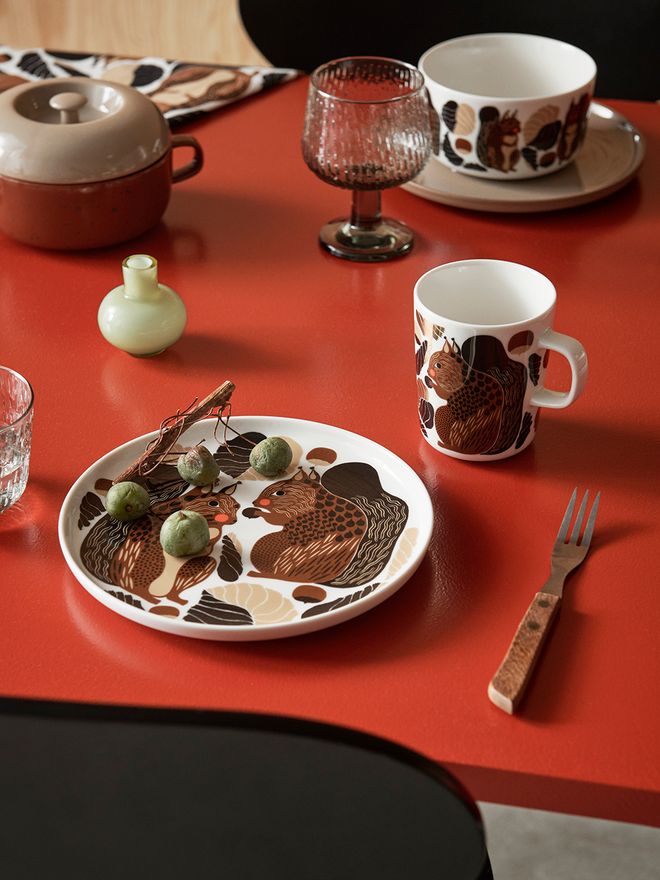 Marimekko Oiva - Kurre bowl 5 dl, white - brown - green