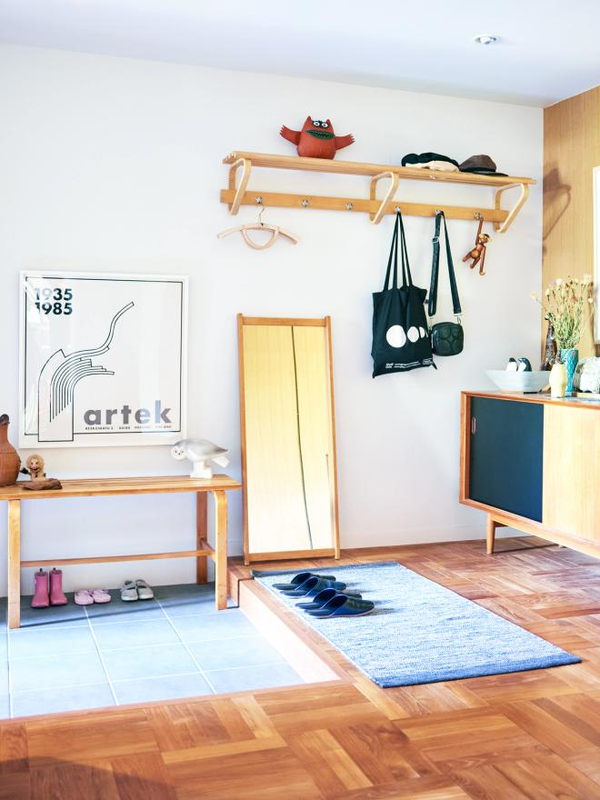 A view of entrance hall with Artek coat rack