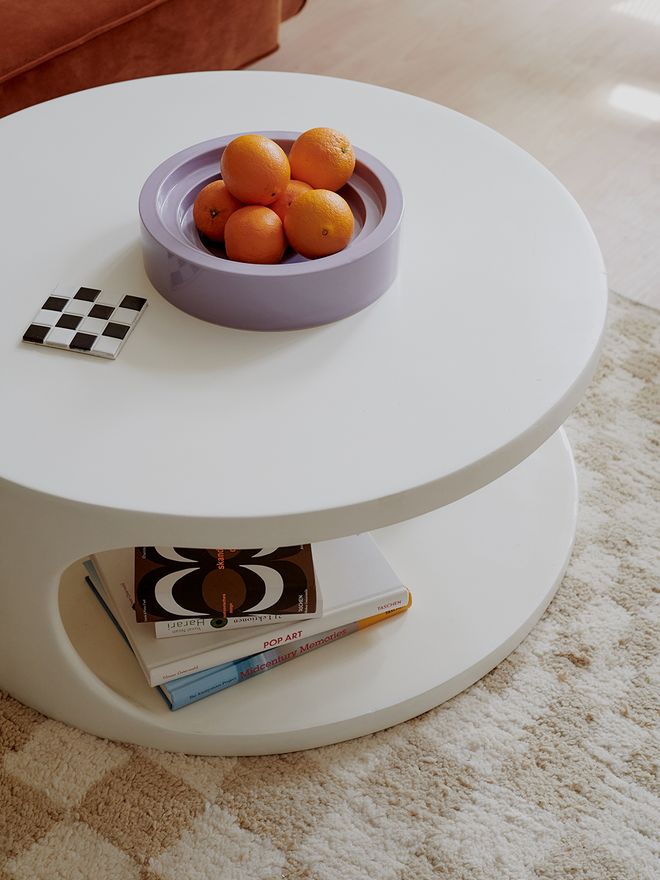 A round vintage coffee table