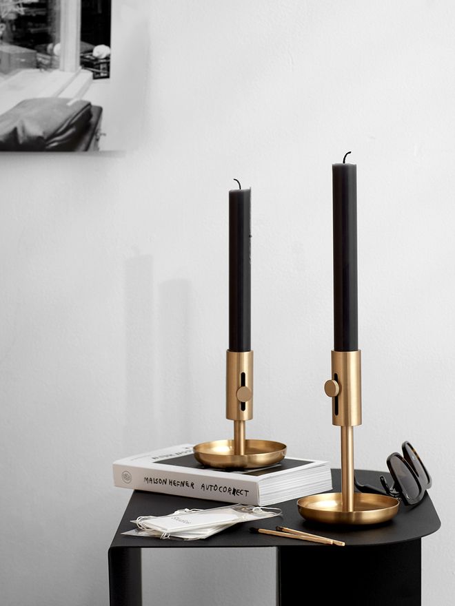 Two brass candleholders