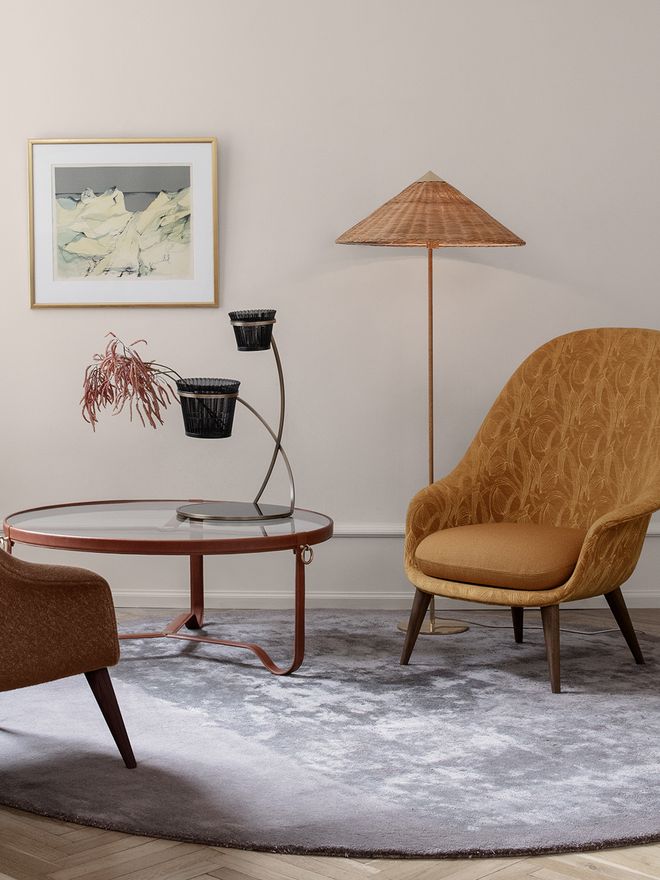 GUBI Tynell 9602 floor lamp, wicker willow