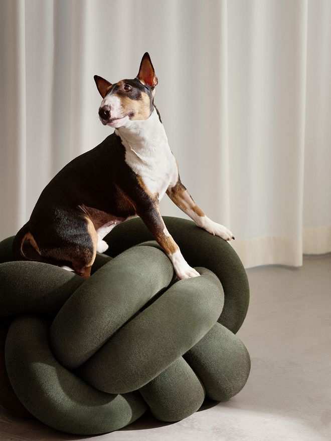 An image featuring Design House Stockholm's Knot cushion as part of the living room decor.