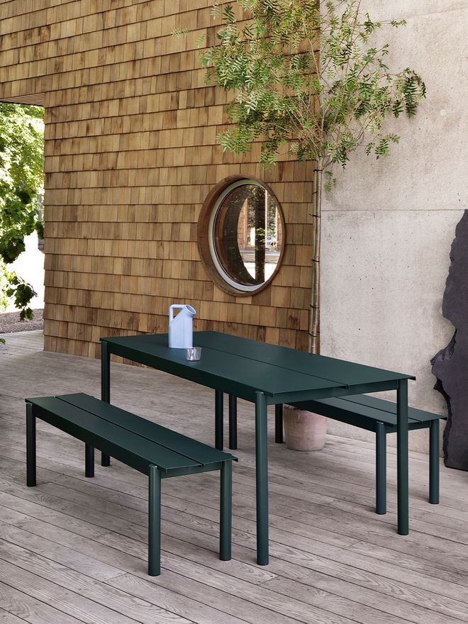 Muuto Linear Steel table 200 x 75 cm, dark green