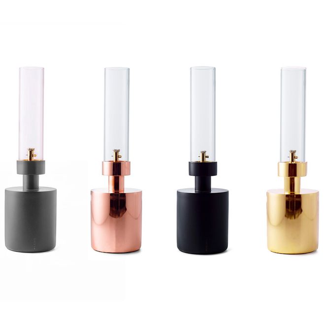 74 / 5 000 Käännöstulokset Product image with four Klong Patina oil lamps of different colors side by side. 