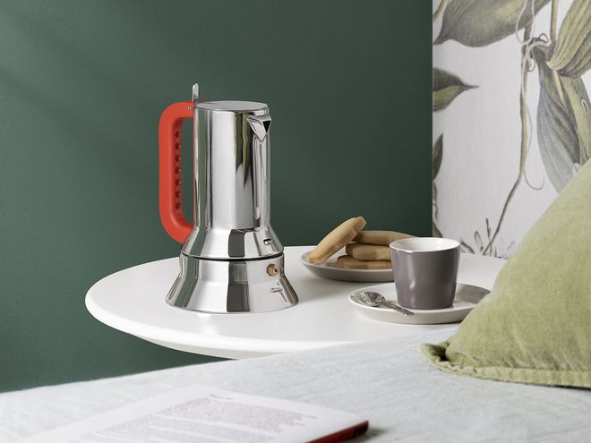 Alessi Espresso coffee maker 9090 manico forato, orange, 3 cups