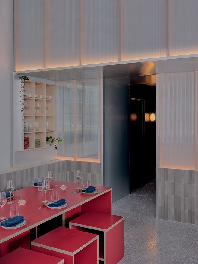 An image featuring the Nordic-inspired decor of restaurant Nin Hao in Brooklyn.