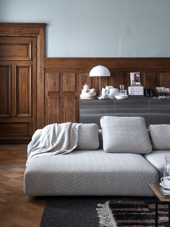 An image of Interface's Toast sofa in a living room.