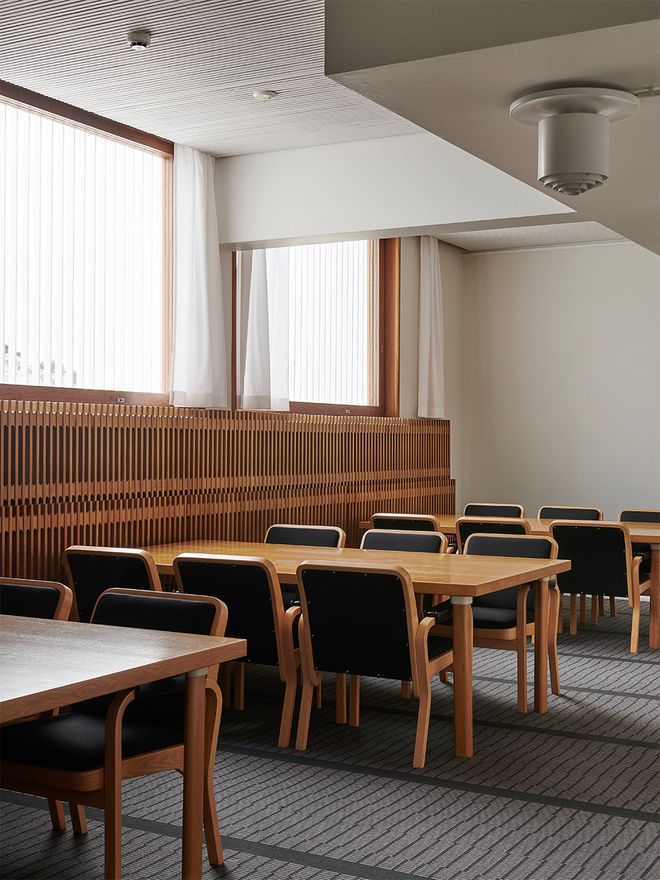 Original chairs and tables by Alvar Aalto