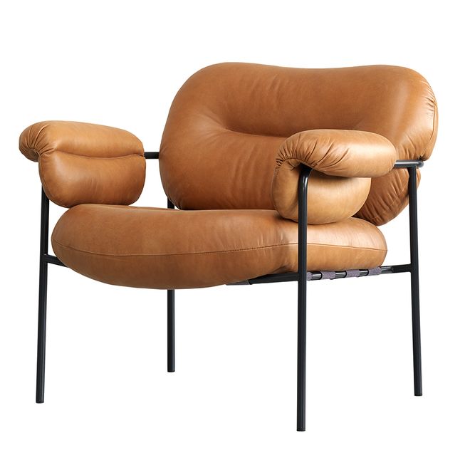 Fogia Bollo lounge chair, cognac leather - black