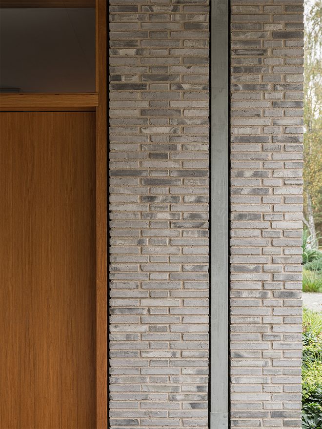 An image of Villa MSV, a private home located in Sweden. The image features the façade and its details.