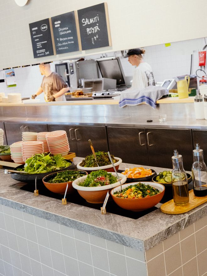 Salad table at Restaurant Finnish Design Shop