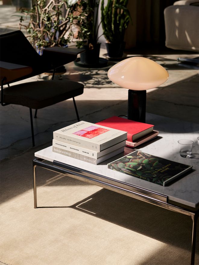 &Tradition's Sett LN13 coffee table, Verde Guatemala - dark chrome