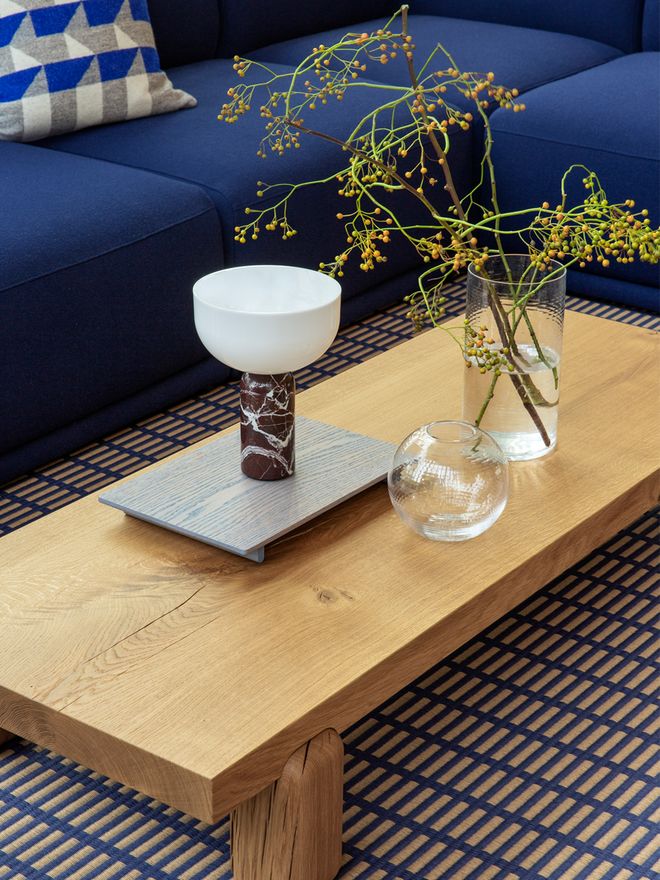 New Works Kizu portable table lamp, Rosso Levanto marble