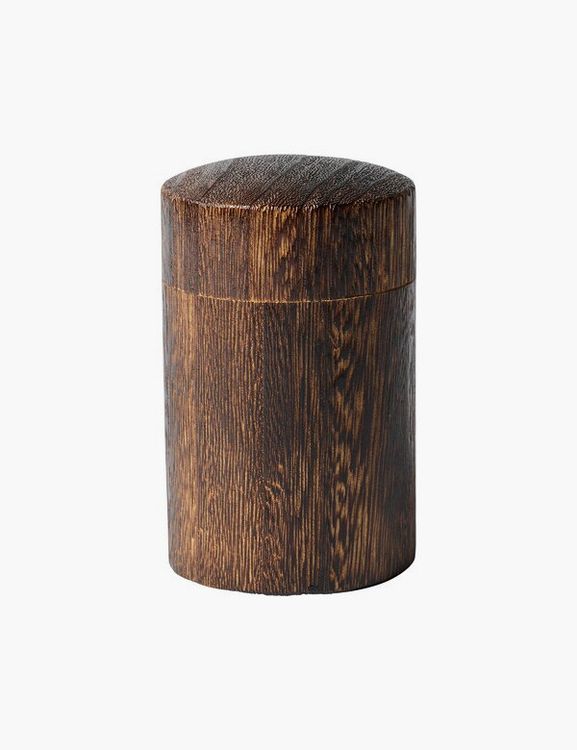 Tea canister, L, brown Paulownia wood