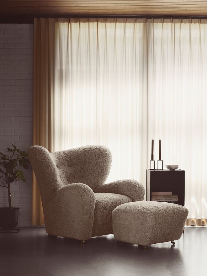 By Lassen  The Tired Man armchair and ottoman