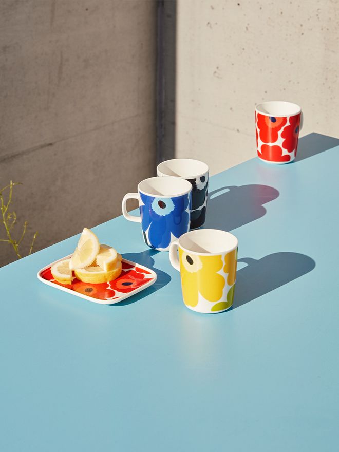 Marimekko Oiva - Unikko mug 2,5 dl, white - lime
