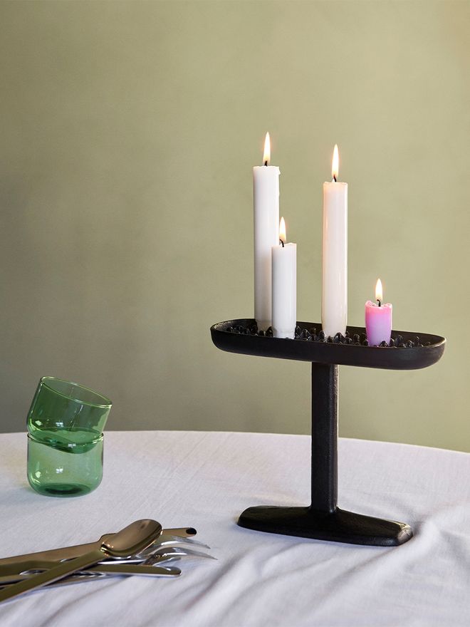 HAY Fonte candleholder, large, black
