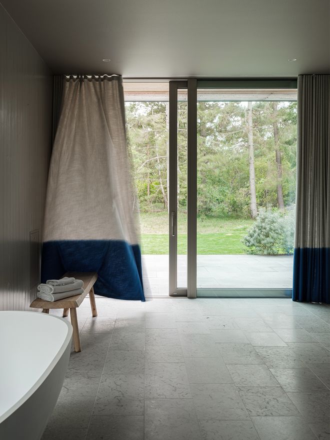 An image of Villa MSV, a private home located in Sweden. The image features the bathroom and its details.