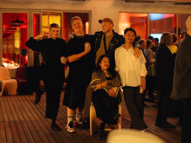 Crowd posing at Design Disco