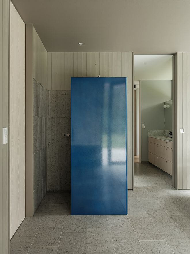 An image of Villa MSV, a private home located in Sweden. The image features the bathroom and its details.