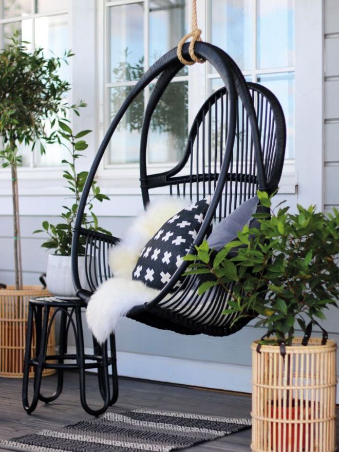 Parolan Rottinki Aulis hanging chair, black