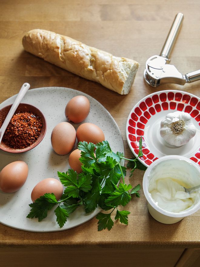 Turkish poached eggs crown the warming winter brunch
