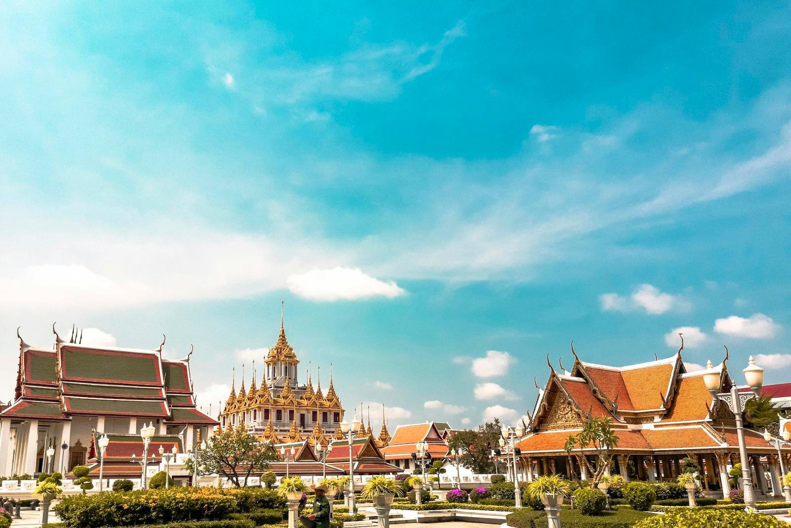 Across the water, the temple roofs catch first light.