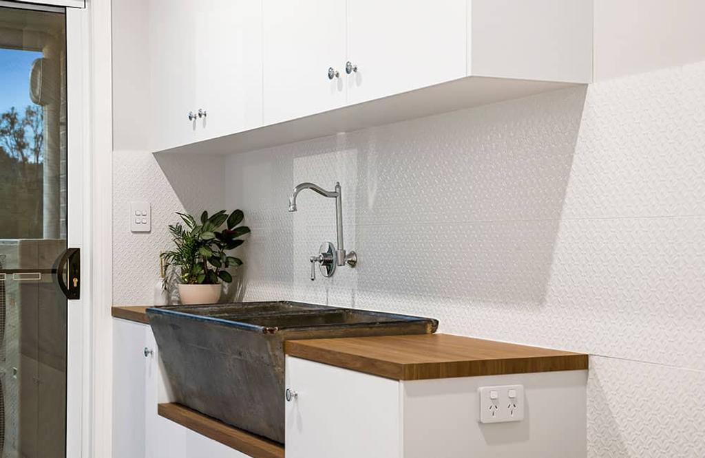 Project Flagstone (black sink and white cabinet)