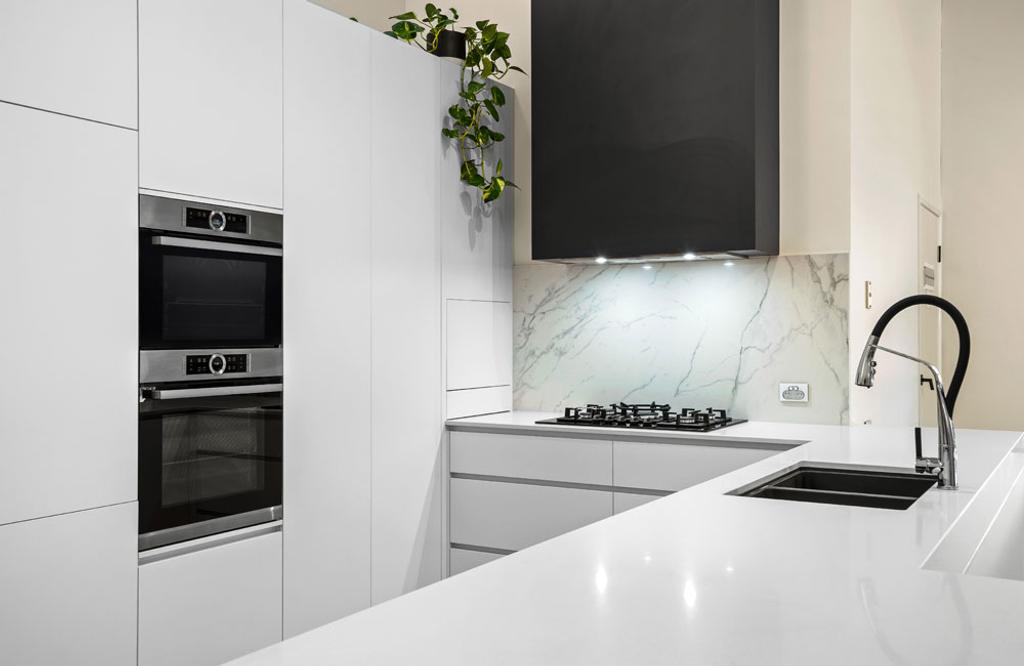 Project Bobbie (white colored cabinets and stove exhaust)