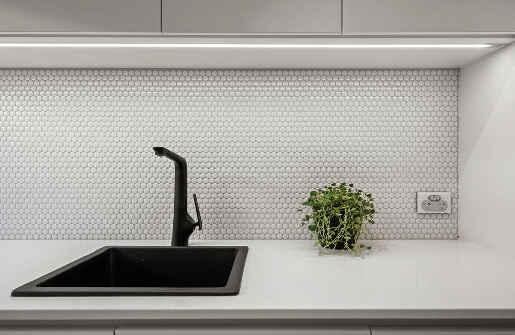 Project Bobbie (black sink and white wall)