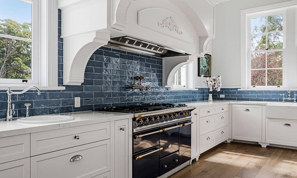 Kitchen With Blue Tiles