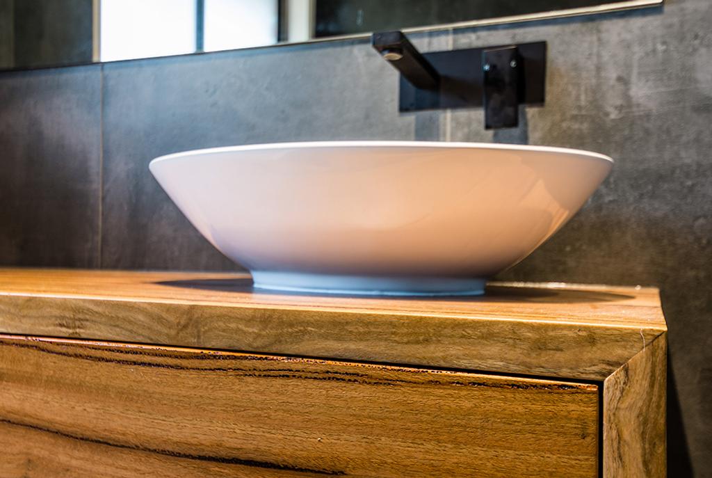 Project Marri (marri timber design bathroom black faucet sink)