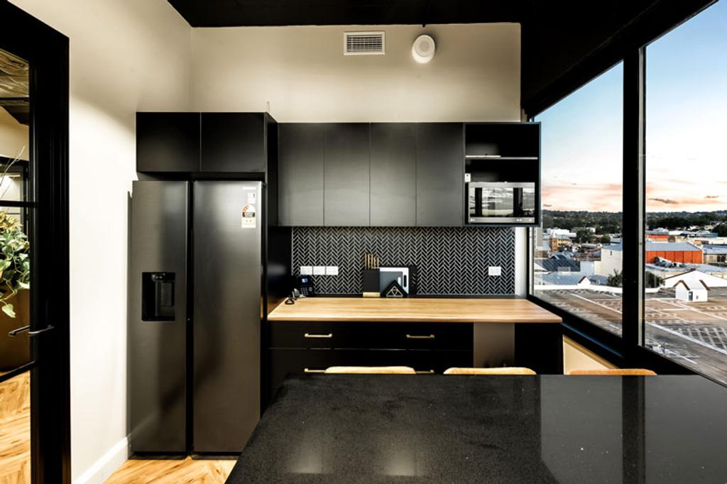 Project Enterprise Legal (black refrigerator and kitchen cabinets)