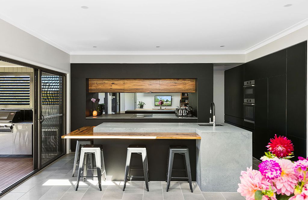 Project Tremorne (black and wooden design kitchen cabinet)