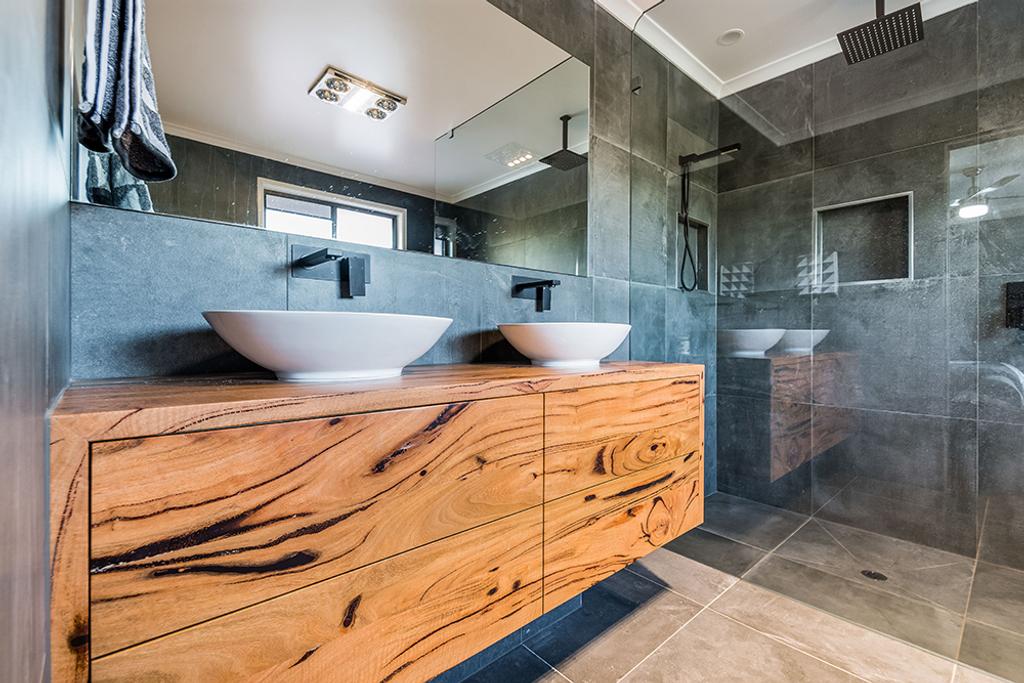 Project Marri (marri timber bathroom sinks with large mirror)