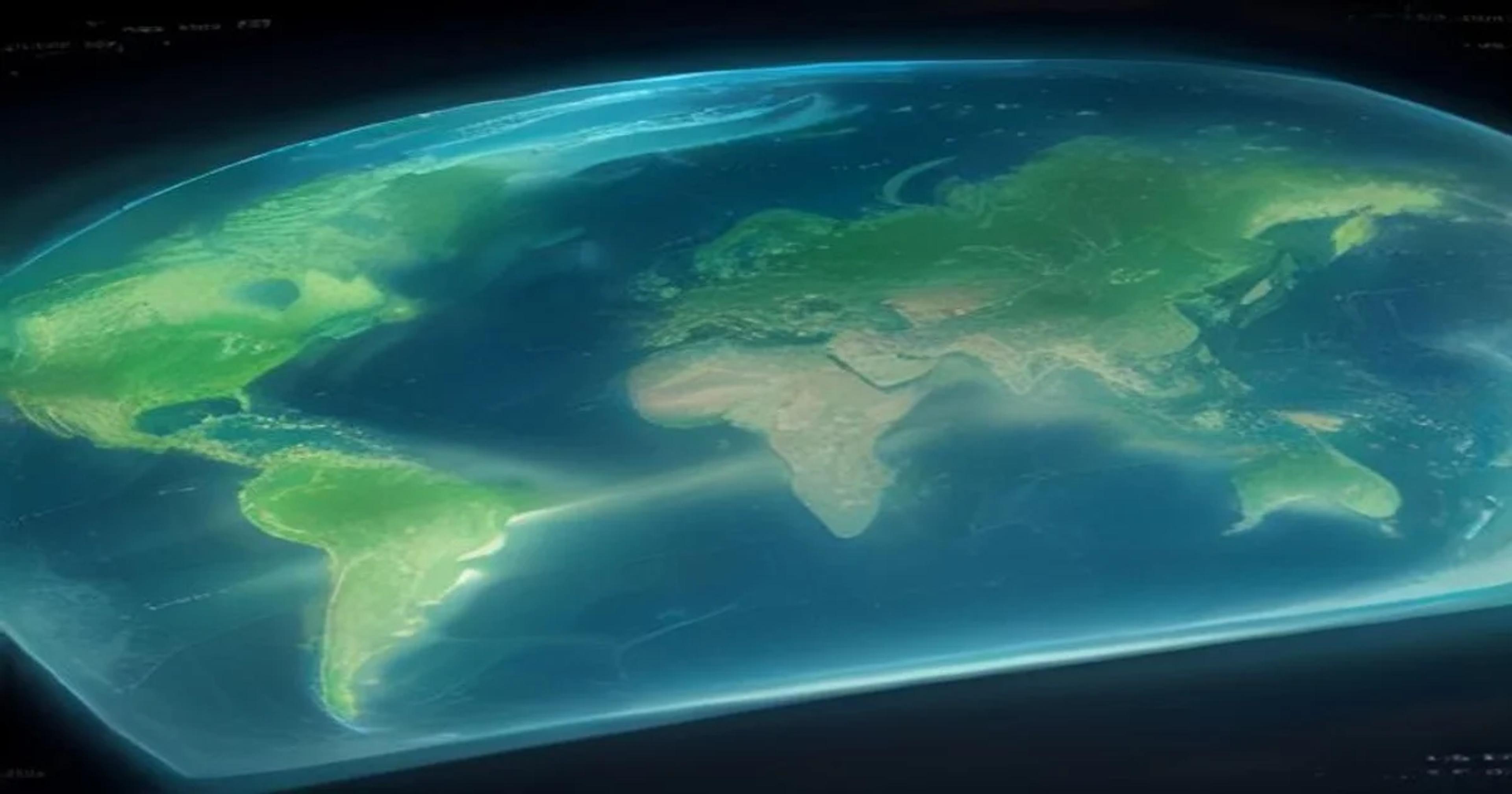 An AI-generated image depicting a sophisticated, transparent global supply chain network powered by artificial intelligence, with real-time data visualization and automated operations.