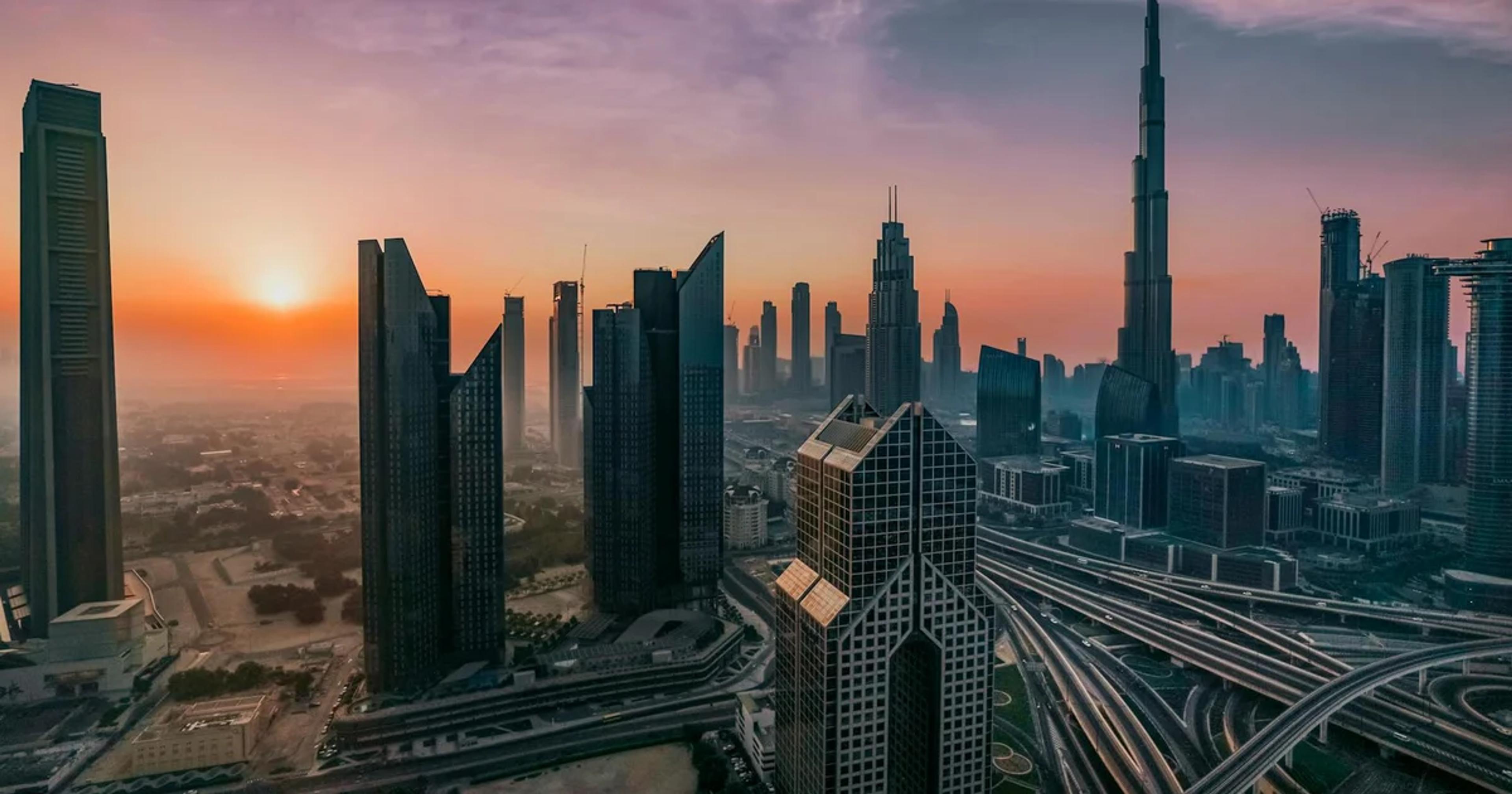 AI-powered entrepreneurs in a futuristic cityscape utilizing advanced data interfaces and smart systems for business growth and innovation.