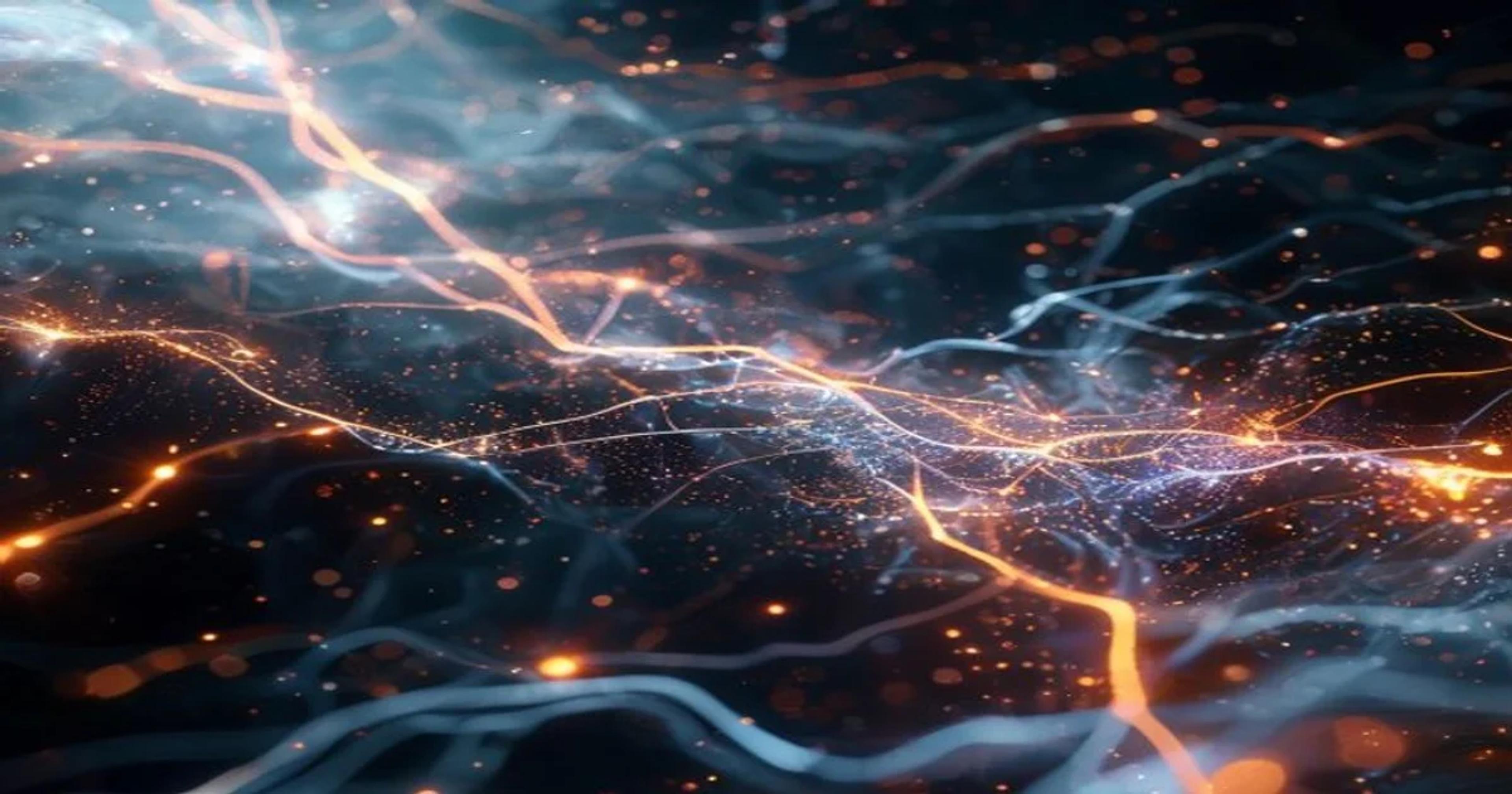 Conceptual visualization of AI systems decoding neural signals into digital language and text.