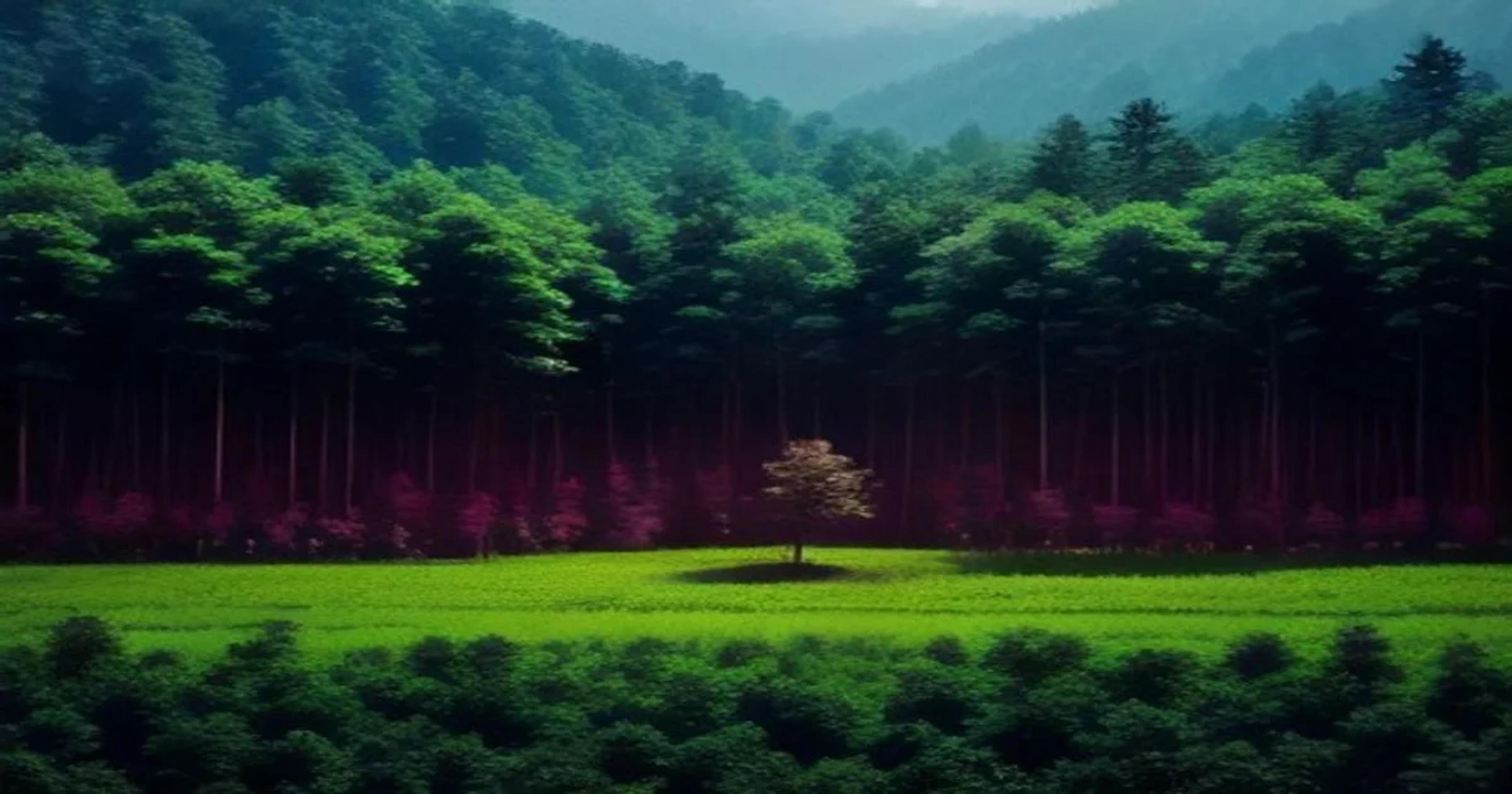 Autonomous drones performing reforestation in a large scale synthetic ecosystem project.